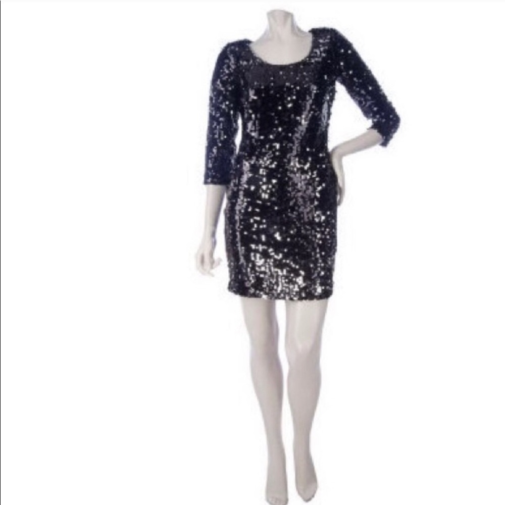 Prom Dress by K-Dash Black and Silver Sequin